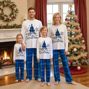 Christmas Family Pajamas Holiday Christmas Pajamas Family Matching Pajama Set Christmas Pajamas Happy Christmas Top Checked Pants PajamasGARMENTARY