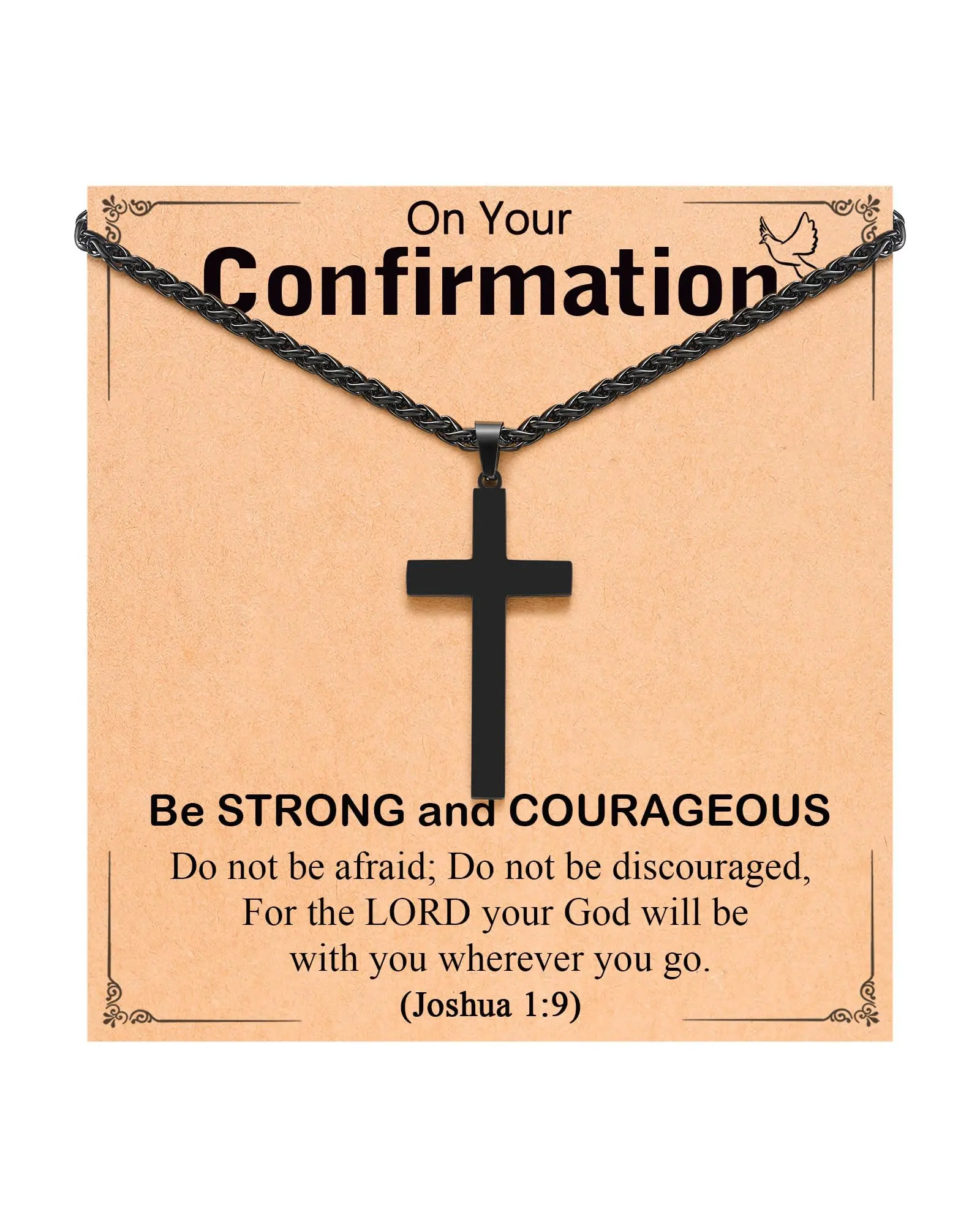 Men's Catholic Cross Necklace, Chain Necklace with Cross Link Chain & Faith Pendant, Confirmation Easter Gifts for Teen Boys, Chain Necklaces