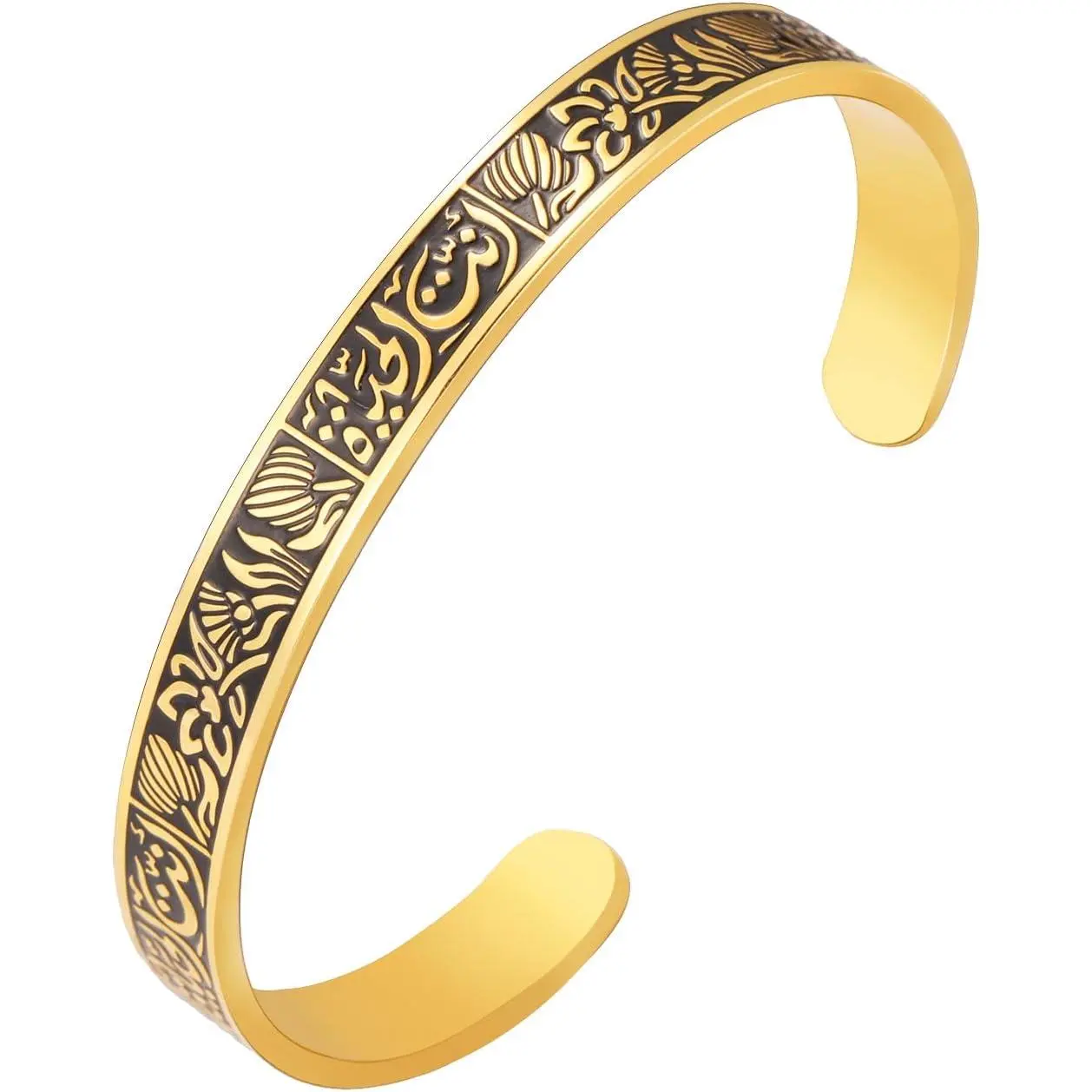 Muslim Allah Islam Bracelet for Women Stainless Steel Arabic Letter Bangles BraceletsLotus  Openable Bangles Bracelets Religious Allah Islam Eid Ramadan Cuff Bracelet for Men