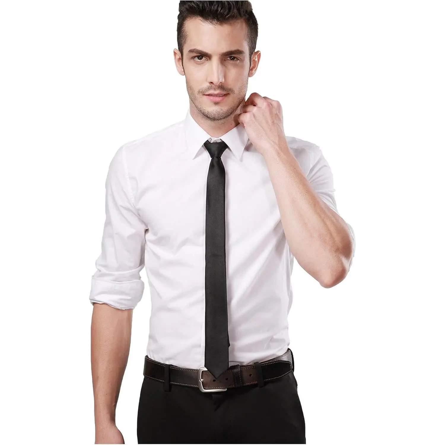 Black Tie Men Women Solid Skinny Ties Slim Ties Satin Tie