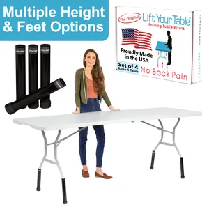 Lift Your Table Folding Table Risers, Counter Height, Bar Height, & Higher Table Extenders, Original Foot or Non-Slip Foot, Easy to Use, USA Made