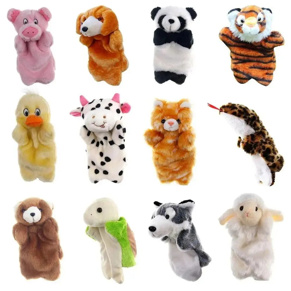 Soft Plush Cat Hand Puppets, Cartoon Animal Toys for Kids' Playtime, Classic Stress-Relief Storytelling Dolls