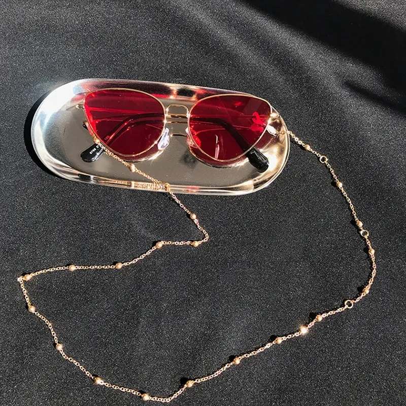Fashion Copper Women Men Gold Silver Eyeglass Chains Sunglasses Reading Beaded Glasses Chain Eyewears Cord Necklace Strap Chains
