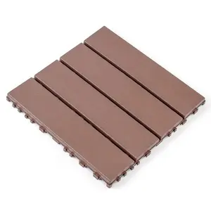 Plastic interlocking decking tiles, 44 packs of terrace decking tiles, 12“ x 12” waterproof for all-weather use, backyard pool decking tiles, Brown