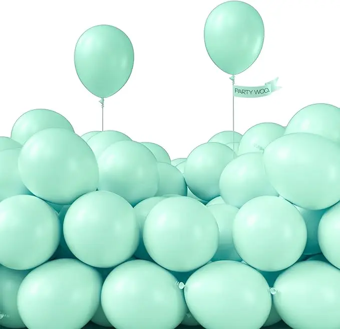 PartyWoo 5-Inch Round Teal Rubber Decorative Balloons, 50 Pcs Pastel Turquoise Peppermint Festive Supplies for Graduation, Birthday Theme Decor & Balloon Arch, Decorative Balloons Balloons