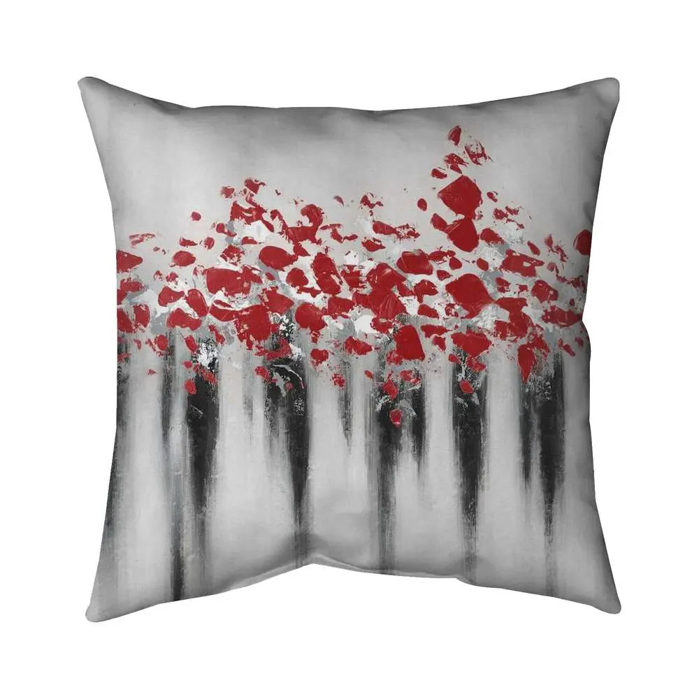 Begin Home Decor 5541-1818-AB34-1 Decorative Abstract Print Poly Twill Throw Pillow, 18x18 in, Little Peas Red, Contemporary Style, Easy Care, Colorful Decorative Standard Pillow for Living Room Decor