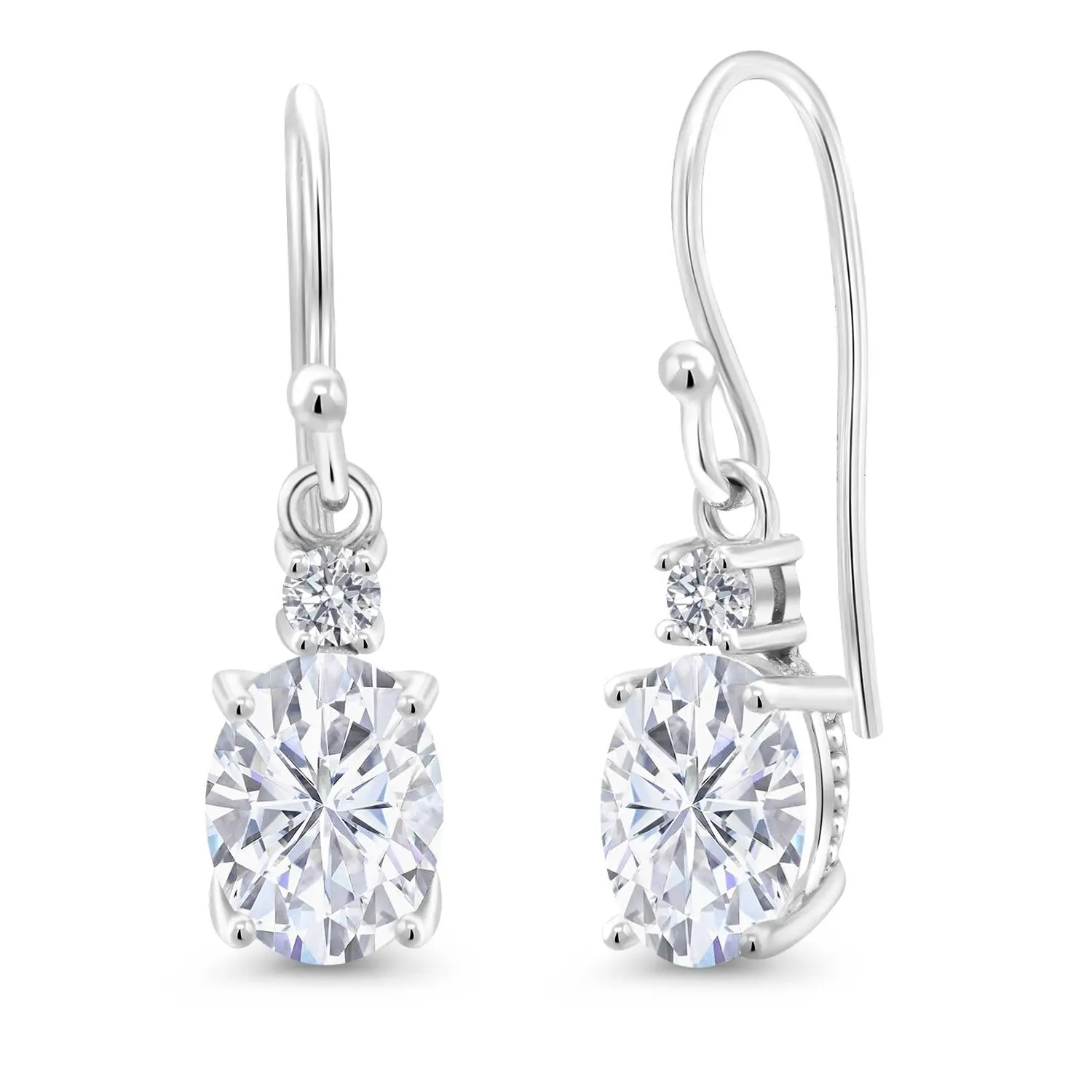 3.13 Cttw 10K White Gold IGI Certified Lab Grown Diamond Dangle Earrings | Oval Cut Diamonds 3 Ct | D-E Color | VS1-VS2 Clarity | Gold Earrings For Women