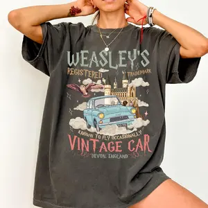 Weasley Flying Car Tshirt, Bookish Merch Book Lover Shirt, Harry Potterr Tee, Reading Shirt, Reader T-Shirt, Cute Book TShirt, Cloud Tee Movie Tee, Gift For Men & Women