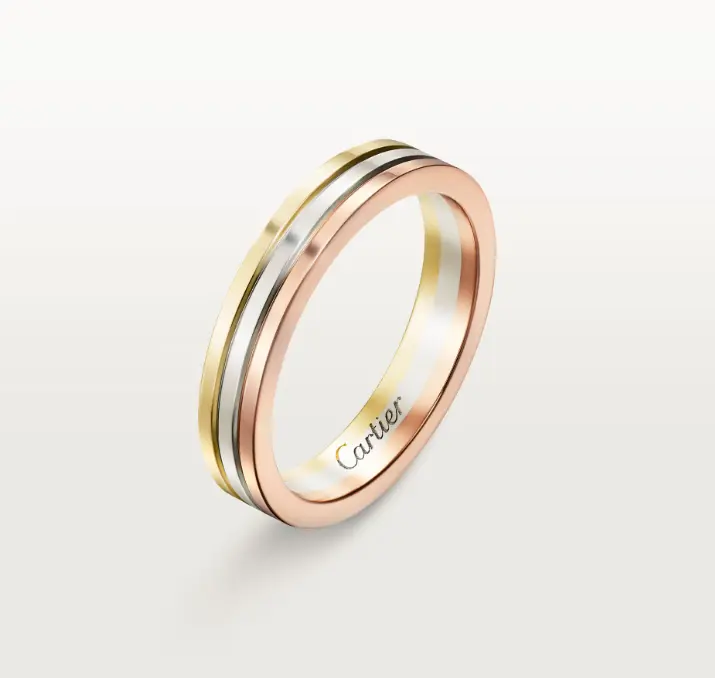 Pre-owned Cartier Vendome Louis Cartier Wedding Band White, Rose, Yellow gold small model Non Full Set