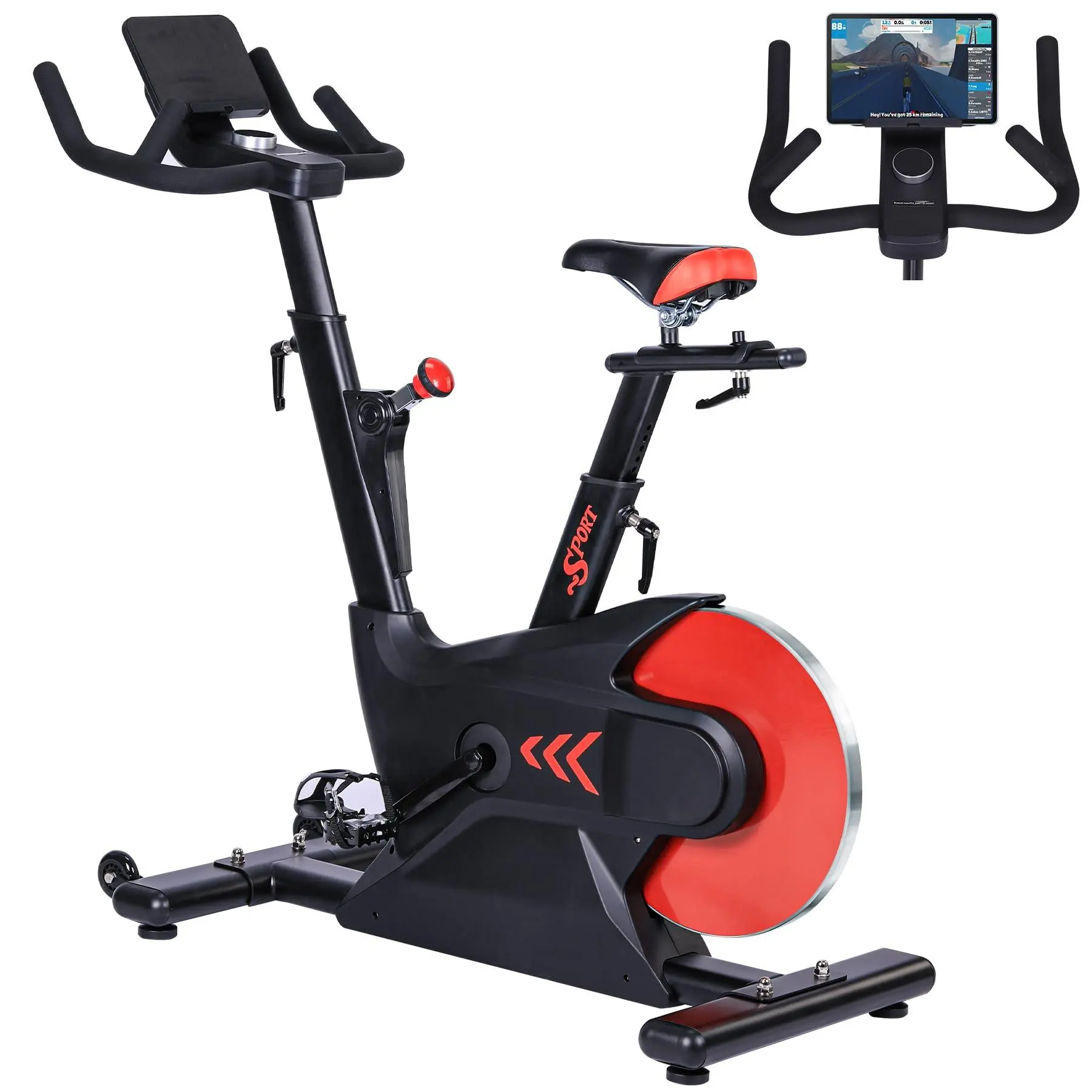 Exercise Bike, Cardio Stationary Bikes for Home, 276LBS Weight Capacity Indoor Cycling Bike with LCD Monitor, Smart App, Seat Cushion, Rear Flywheel, Workout Bike for Home Cardio