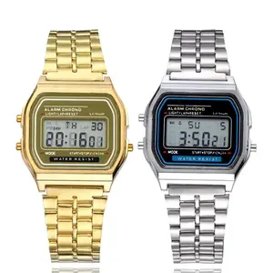 Waterproof LED Digital Sports Watch for Men and Women - Gold