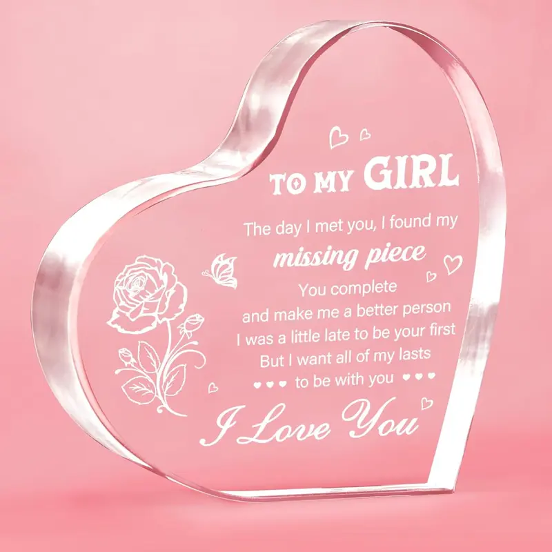 Gifts To My Girl, for Girlfriend Birthday Anniversary Valentines Day Gifts for Her, I Love You Acrylic Heart, Romantic Christmas Gifts for Girlfriend Women Gf Wife, Best Girlfriend Gift Ideas