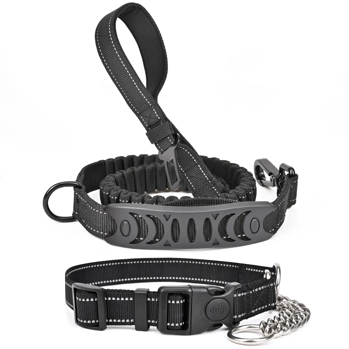 Trainning Tool for Reactive Dogs 3-in-1 Bungee Leash, Martingale Collar & No Pull Harness Set with Free American Flag Bandana, Durable Reflective Walking Accessory, Safety Leash, Training Leash