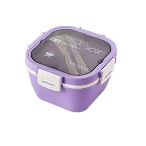 All-in-One Salad Container - Large Salad Bowl, Bento Box Tray, Leak-Proof Sauce Container, Dishwasher/Microwave Safe, Lunch Boxes, Leakproof Lunchbox