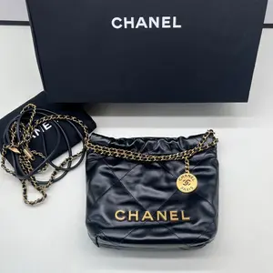 Pre-owned CHANEL 24S Black Gold Mini 22 Bag – Chip Version – Detachable Strap – With Box & Dust Bag – 98% New ali