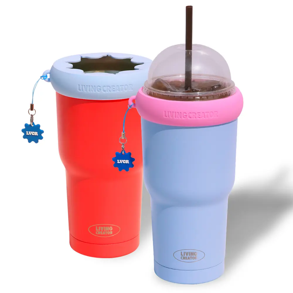 KEEPERTUM 2-in-1 To-Go Tumbler & Cup Cooler - 32 oz Double Wall Vacuum Insulated Stainless Steel Drinkware, Fits Takeout Venti Cups & Car Cup Holders, Includes Detachable Silicone Ring & Keyring, 6 color