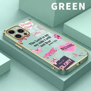 Electroplated Protective Smartphone Casing for iPhone 11,12,13,14 Plus,15 Pro Max,16,17 - Christian Faith Over Fear Psalm Aesthetic, Soft TPU Silicone, Dirt-Proof, Easy to Clean Cellphone Accessory Gift