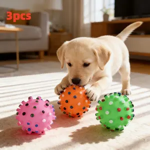 3-Pack Random Color Sound Ball Dog Toys, Durable Chew Toy for Small Dogs, Teething and Dental Health Pet Play Balls