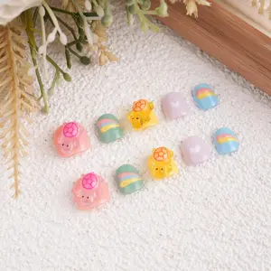 Colorful Turtle Short Oval Press On Nails for children - Handcraft Heart Manicure,Birthday,Fall Gifts -Set,Polish
