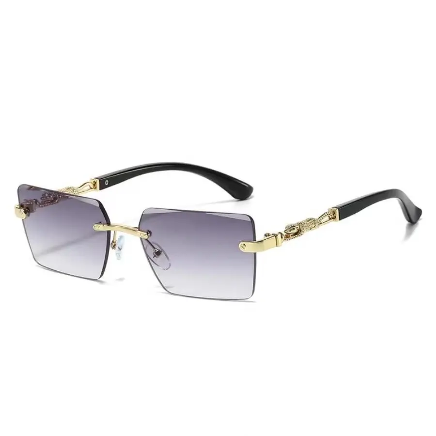 Men's Retro Square Shades - Rimless Tortoiseshell Design with Nylon TR90 Arms, Classic Male Eyewear for Golf & Sun Protection