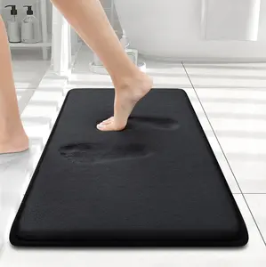 Flannel Memory Foam Bath Mat, 30x20in - Extra Soft, Absorbent, Fade Resistant, Non-Slip Washable Bathroom Carpet for Shower, Tub