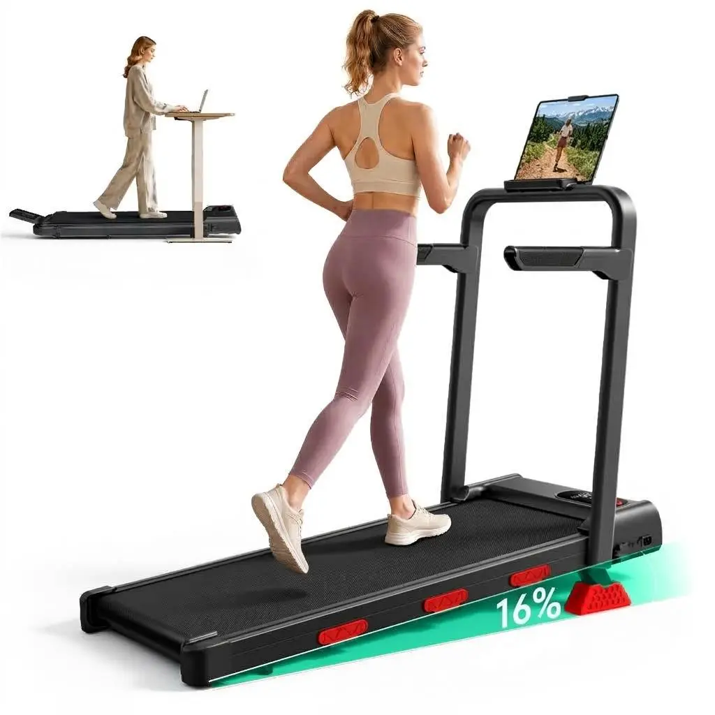 4-in-1 Incline Treadmill with 16% and Handle, 6.3MPH Walking Pad, 2.5HP Quiet Foldable, Running Machine with Remote Control & LED Display