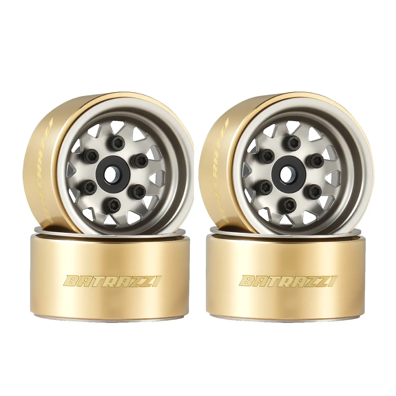 BATRAZZI 1.0" Steelie Beadlock Wheels (4 Pcs) for 1/18 1/24 RC Crawler