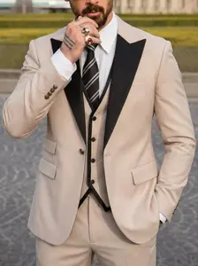 Men's 3-Piece Tuxedo Set-One Button Shawl Collar Solid Jacket, Vest & Pants for Groom, Party & Casual Events Wedding Tuxedo SpringStatements