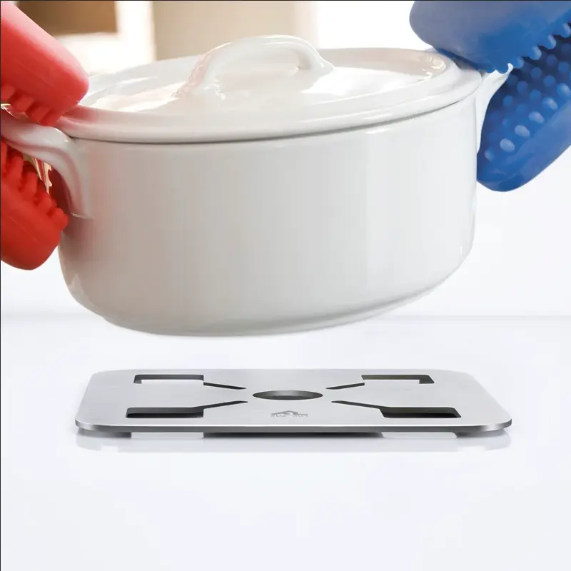 Juyson 2-Pack Solid Stainless Steel Kitchen Trivets - Non-Slip, Heat-Resistant for Hot Pans, Pots & Bakeware, Silver