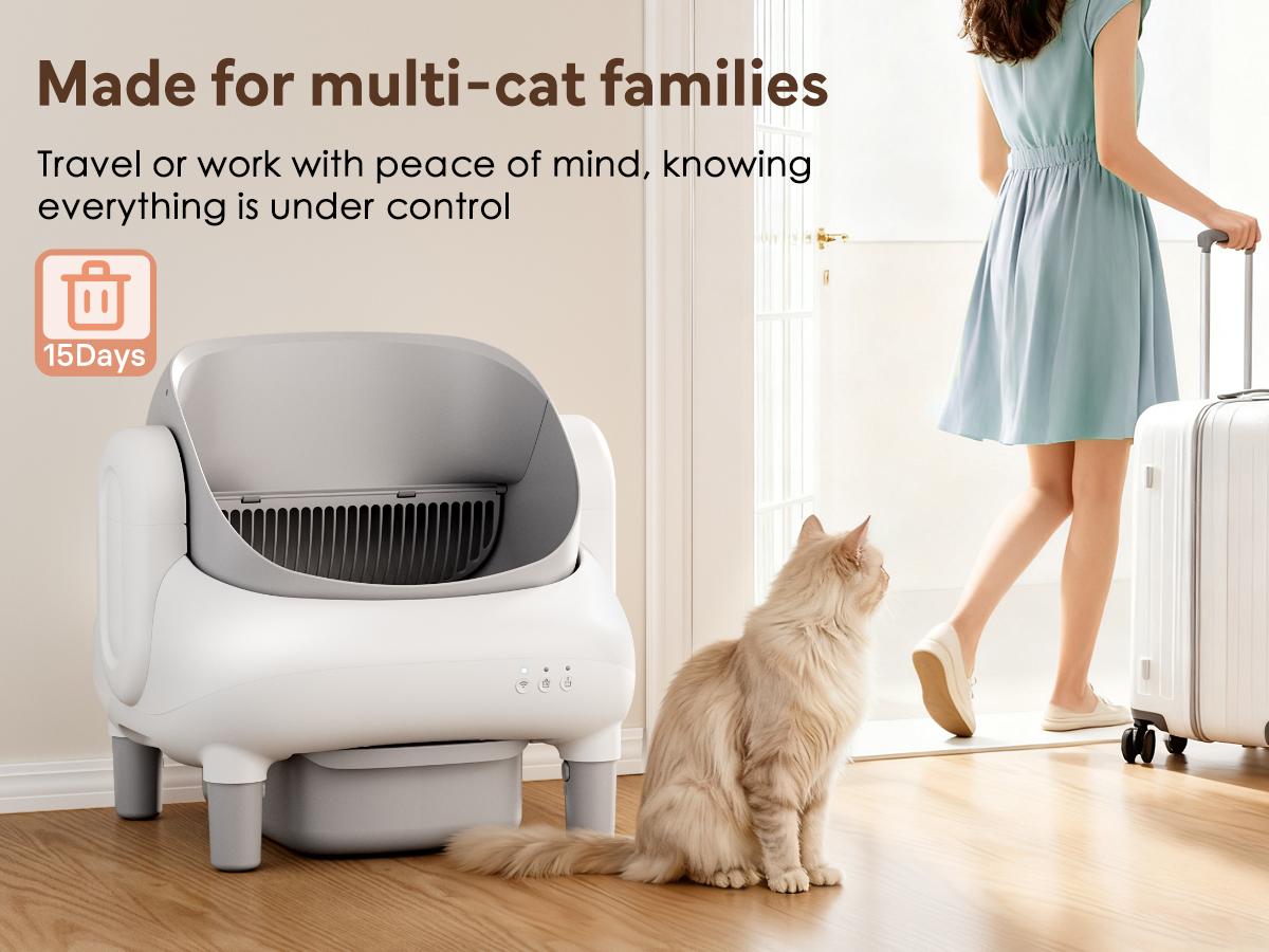 FUMOI Automatic Litter Box for Multi-Cat Homes - Open-Top Self-Cleaning Litter Cleaner with APP Control, 2.4G WiFi, Safety Sensors, Odor Lock, 10.5L Large Waste Bin, Automatic Litter Boxes #Summervibes #petLovers#tiktokshopbacktoschool #backtoschool FUMOI Automatic Litter Box for Multi-Cat Homes - Open-Top Self-Cleaning Litter Cleaner with APP Control, 2.4G WiFi, Safety Sensors, Odor Lock, 10.5L Large Waste Bin, Automatic Litter Boxes #Summervibes #petLovers#tiktokshopbacktoschool #backtoschool