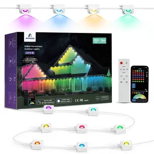 APPECK RGBW Permanent Outdoor Lights, IP 65 Waterproof Eave Lights, Christmas Decor Lights with 16 million Colors, 111 Scene Modes, Smart Control Via App, Alexa and Google Assistant