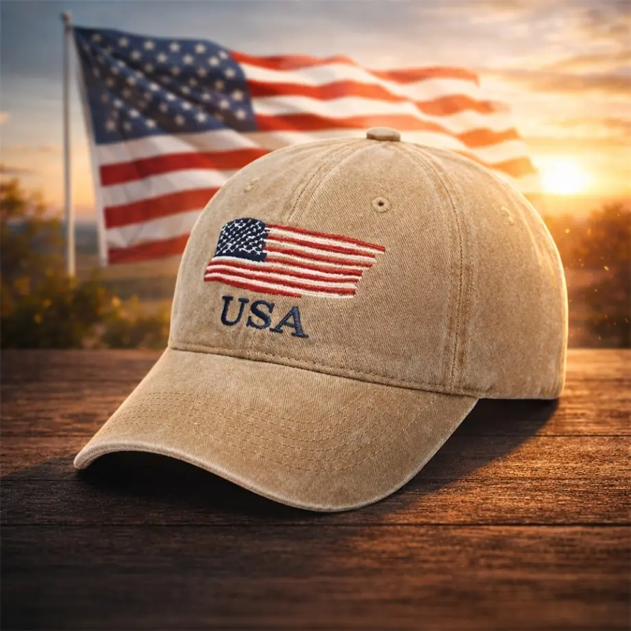 Men's Vintage American Flag Baseball Cap - Unisex Cotton Sports Hat, Breathable Sunshade for Outdoor Casual Use, High-Quality Classic Versatile Valentine's Day Gift