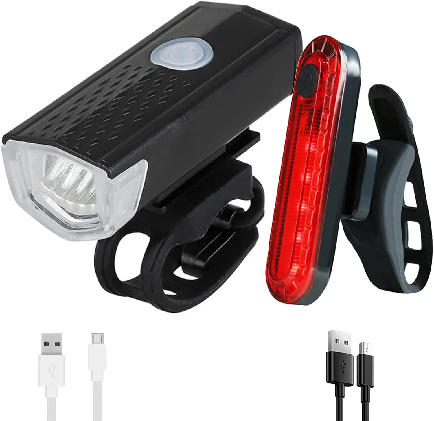 2Pcs LED Bicycle Light Set USB Rechargeable Waterproof Bike Front Rear Light Super Bright 6 Modes Cycling Safety Warning Lamp for Mountain Road Bike Night Riding
