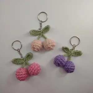 Sweet Cherry Crochet Keychain Handmade Cherry Keychain Aesthetic Bag Key Accessory Cute Playful Lightweight Durable Secure Attachment