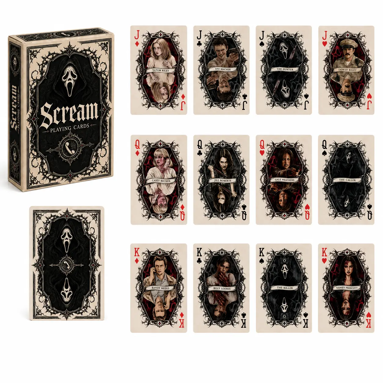 Scream Ghostface Playing Cards | Slasher Character Movie 54-Card Deck | Halloween Gift for Horror Fans, Scary Lovers