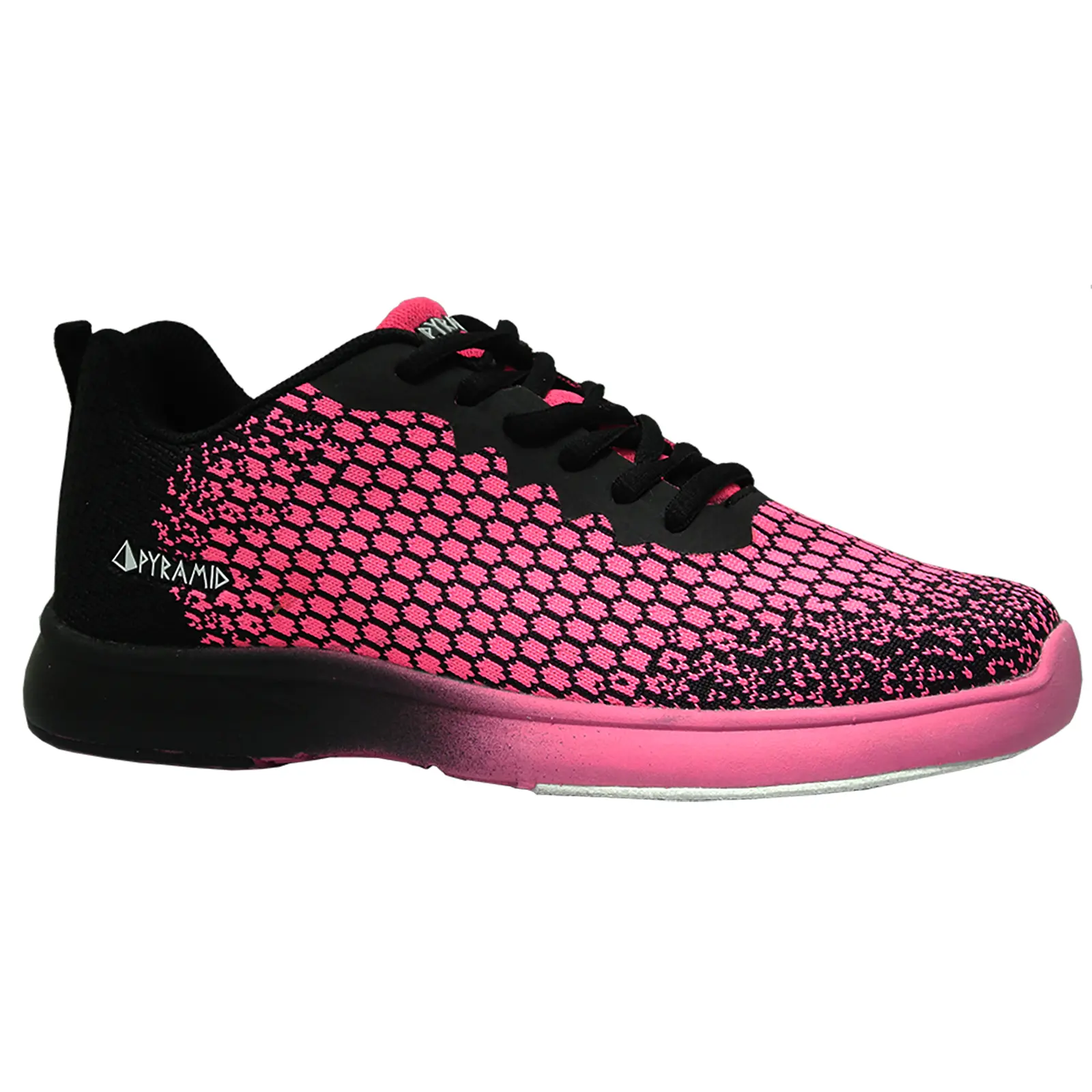 Pyramid Women's Path Lite Bowling Shoes, Lightweight Seamless Mesh Synthetic Sports Footwear for Adult Women - Black & Hot Pink, Sports Shoes, Closed Toe, Lace-Up, Laces
