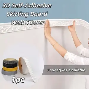 8Cmx10Meters 1 Roll of Vintage European-Style 3D Self-Adhesive Skirting Board Wall Sticker, Peel-And-Stick Foam Decorative Lines, Elegant Pattern Decor, Easy Clean Material, Room Makeover, Stylish Accents, Easy Cut, Adhesive Decor