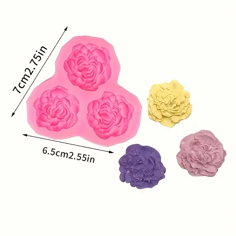 1pc/2pcs/3pcs 3D mini peony silicone mold, suitable for DIY candles, resin art, and gypsum crafts, Handmade Crafts - exquisite petal design, no need for electricity, perfect gift for Mother's Day, birthdays, and weddings, silicone candle mold, Handicraft