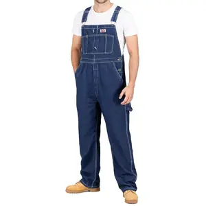NY Threads Men's Denim Bib Overall, Relaxed Fit Workwear, Adjustable Straps & Multiple Pockets, 32W x 32L, Indigo