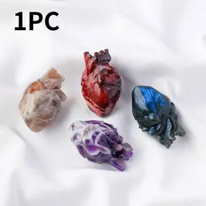 Natural Amethyst Crystal Heart, Crystal Carvings, 1 Count Amethyst Properties Feng Shui Love Druzy Reiki Meditation Ornament, Home Decor Spiritual Ornament