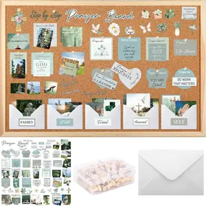 Prayer Board Kit for Women, 162 Pcs Green Christian Faith Vision Board Supplies Set with Bible Verse Cards Stickers Envelopes Pins, Prayer Board Accessories for Home Church Wall Decor
