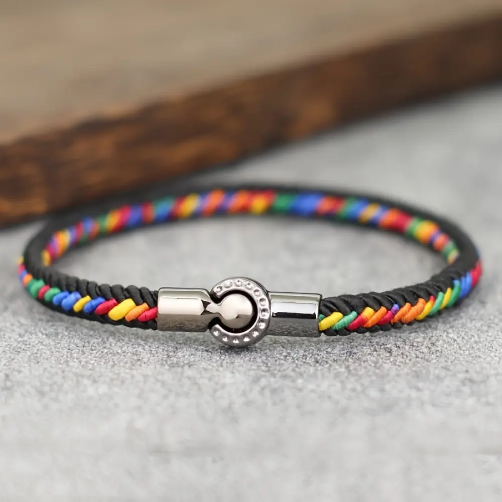 Hand-Woven Magnetic Clasp Braided Rope Bracelet Suitable for Men & Women - /Earth Tones & Multicolor Handmade Friendship Gift, Teacher/Graduation Present, Year-Round Unisex Jewelry (No Plating)