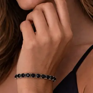 Lab grown black sapphire bracelet on 925 silver