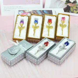 Glass Rose Mini Crystal Flower Artificial Flowers Wedding Party Gift Room Ornament Office Desktop Decoration