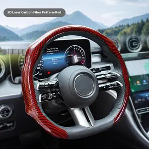 Men's 15" Laser Carbon Fiber Steering Wheel Cover, Universal Fit, Quick Turn, Non-Slip Grip, Ultra-Thin Design, Quick Install, All-Season Automotive Steering Wheel Covers, Car Steering Wheel Insert Accessories, Vehicle Steeringwheelcover Car Interior Kit