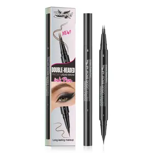 2-in-1 Micro-Fork Eyebrow Pen - Dual-Ended Cosmetic Liquid Brow Pencil & Brush, Creates Natural shape Hair-Like Strokes, All-Day Waterproof Wear, Flawless Daily Makeup for Normal Skin, Single Item eyebrow gel