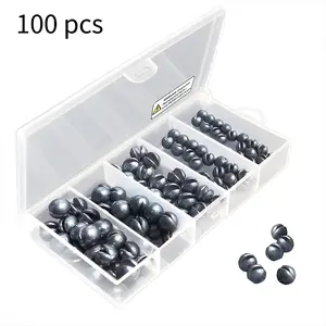 100pcs Fishing Weights Sinkers Kit, 100pcs Round Split Shot Sinker, Fishing Weights Egg Sinkers 5 Sizes, Plastic Box Pack, Fishing Accessories Kit, Fishing Tackle