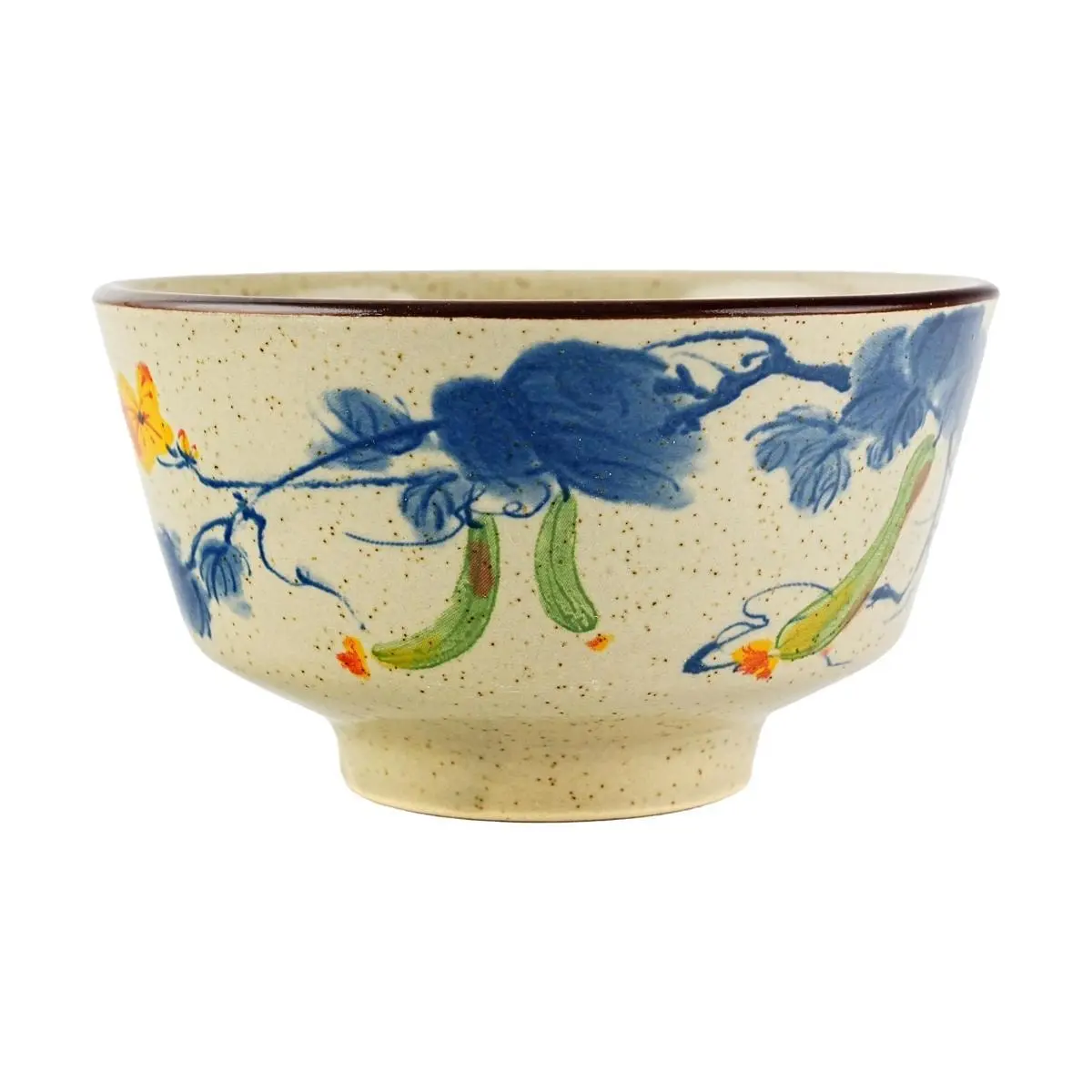 Golden Lion Vintage Ink Wash Ceramic Bowl - 12.7cm Loofah Design, 400ml Capacity, Retro Asian Style Soup Bowl