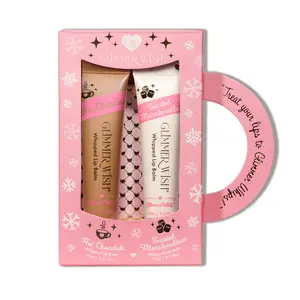 Glimmer Wish Hot Chocolate & Toasted Marshmallow Glimmer Whip Duo - Organic Butters, Heart-Shaped Applicator, Dermatologist Tested, Vegan & Cruelty-Free Lip Balm Set