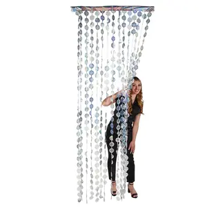 3 ft. x 8 ft. Silvertone Disco Ball Foil Plastic Curtain Door Decoration
